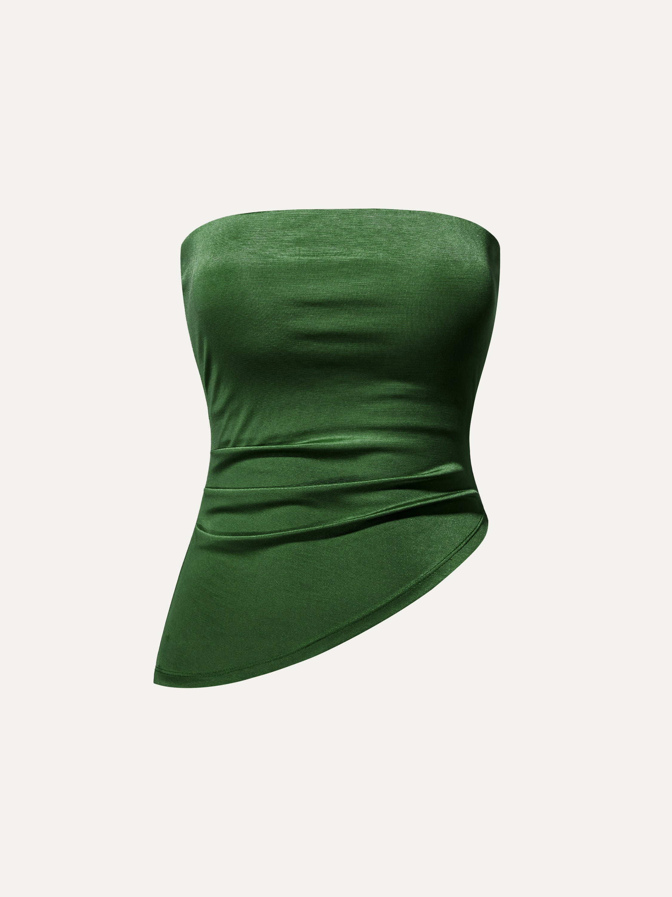 Silk-Like Acetate Tossa Brami Tube Top - Moss Olive