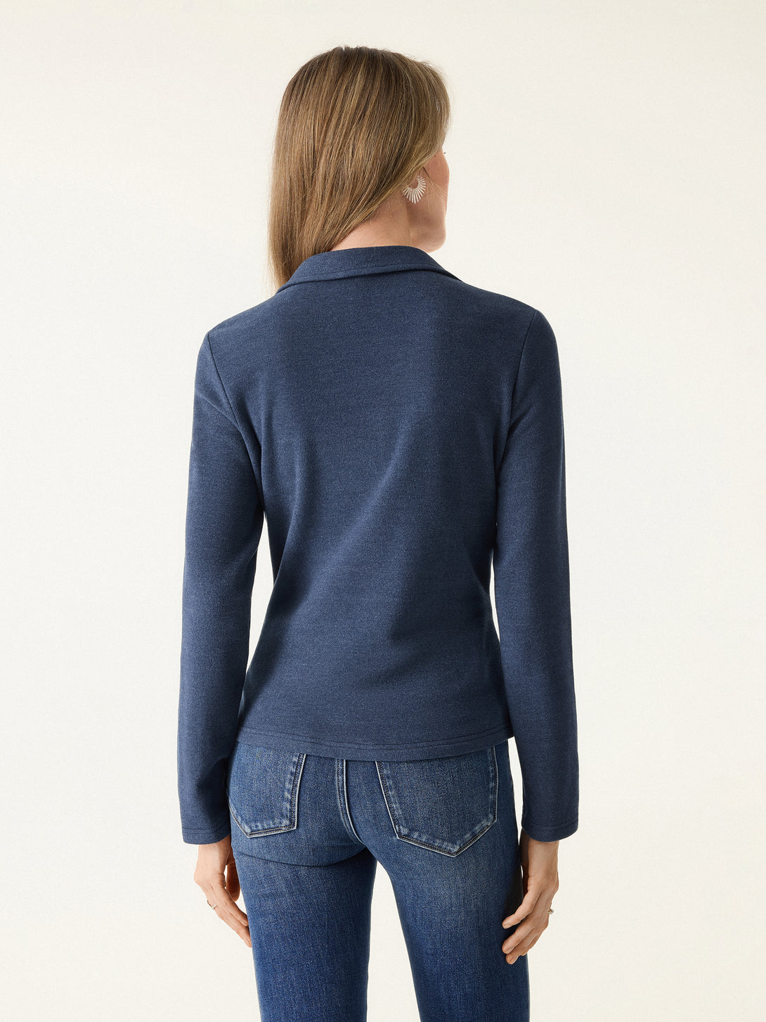 Polo Neck Drawstring Tie Long Sleeve Top