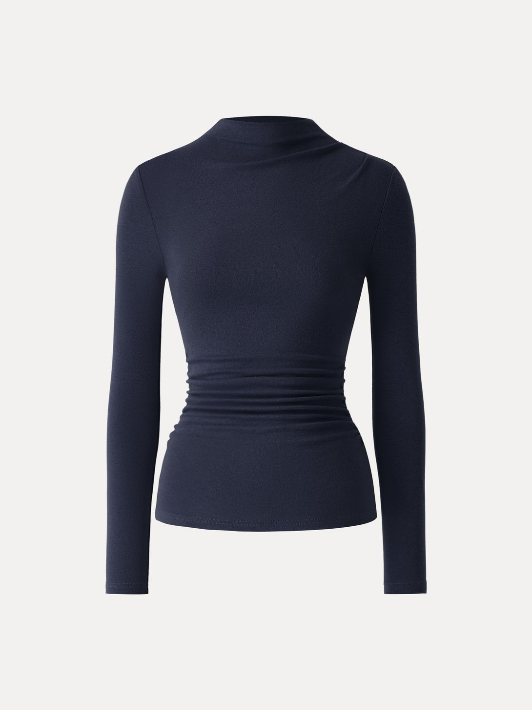 Mockeneck Ruched Long Sleeve Top Midnight Navy XS