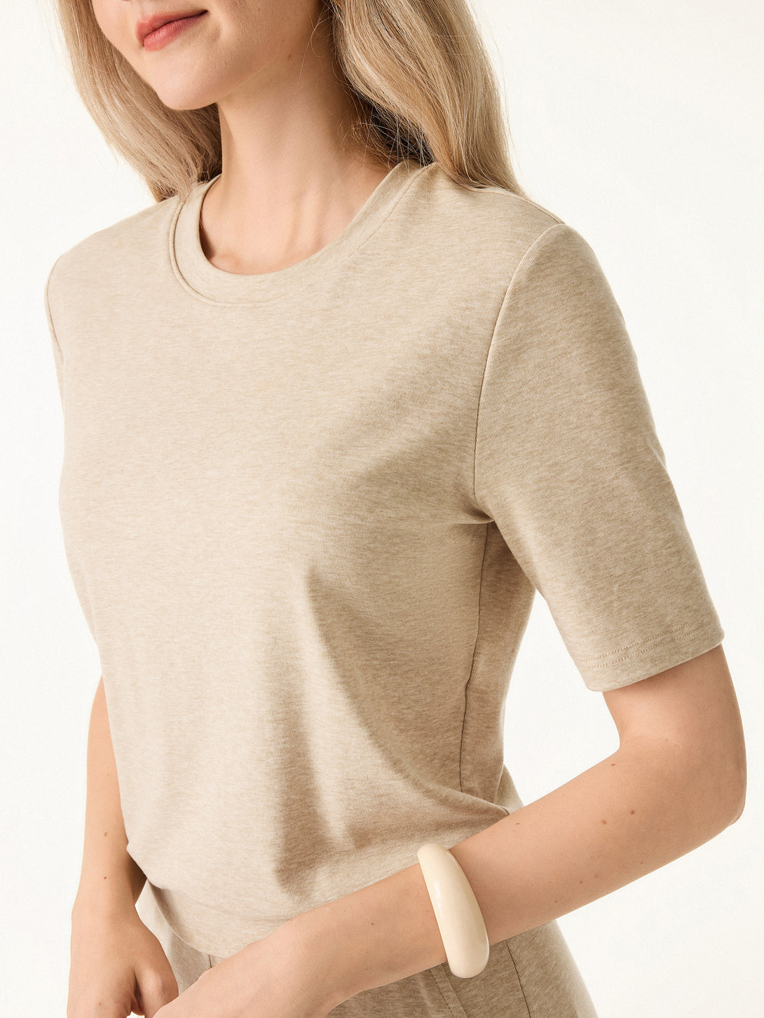 Lyocell Wool Crewneck Brami with Banded Hem