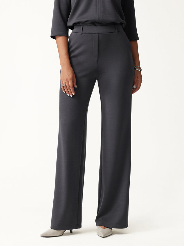 OGLmove TravelEase Lyocell Spacer High-Rise Wide Leg Pants with Pockets Regular Blue Charcoal