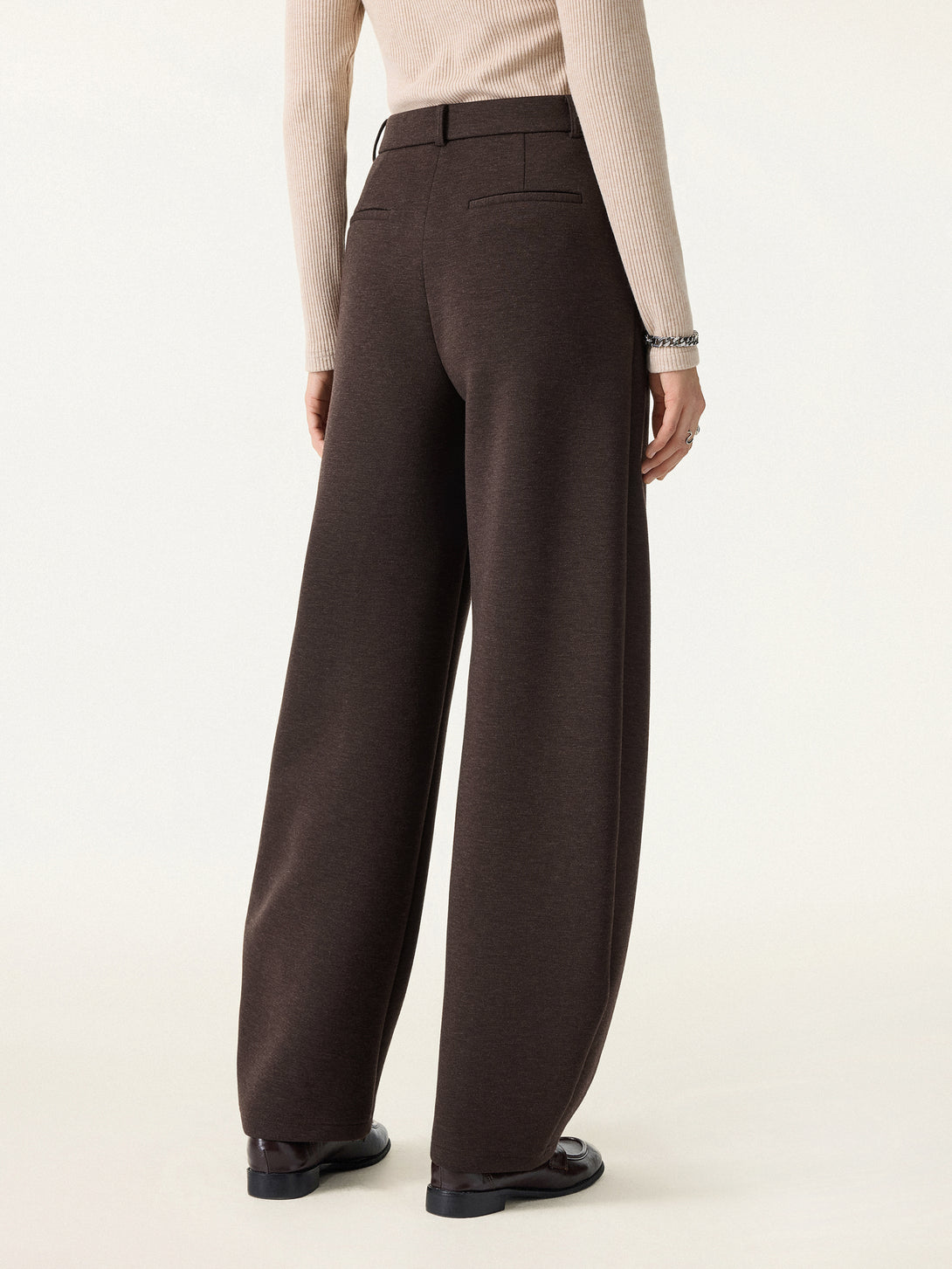 Cozy Knit Mid Rise Barrel Leg Pull-on Pants