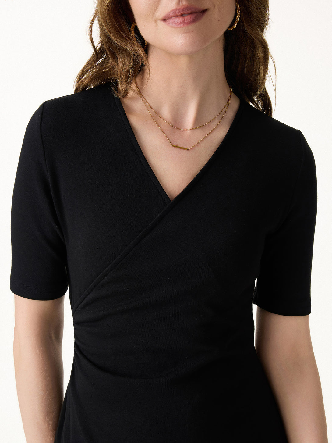 OGL Cotton Lyocell Surplice Ruched Fit-and-Flare Mini Dress – OGLmove