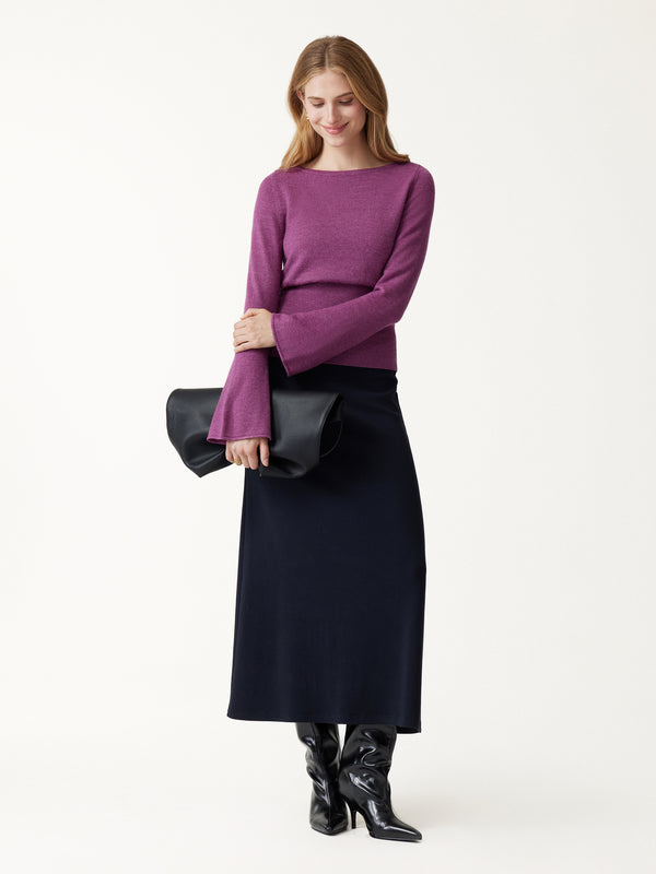 OGLmove Merino Blend Boatneck Long Sleeve Close-Fit Hem Sweater