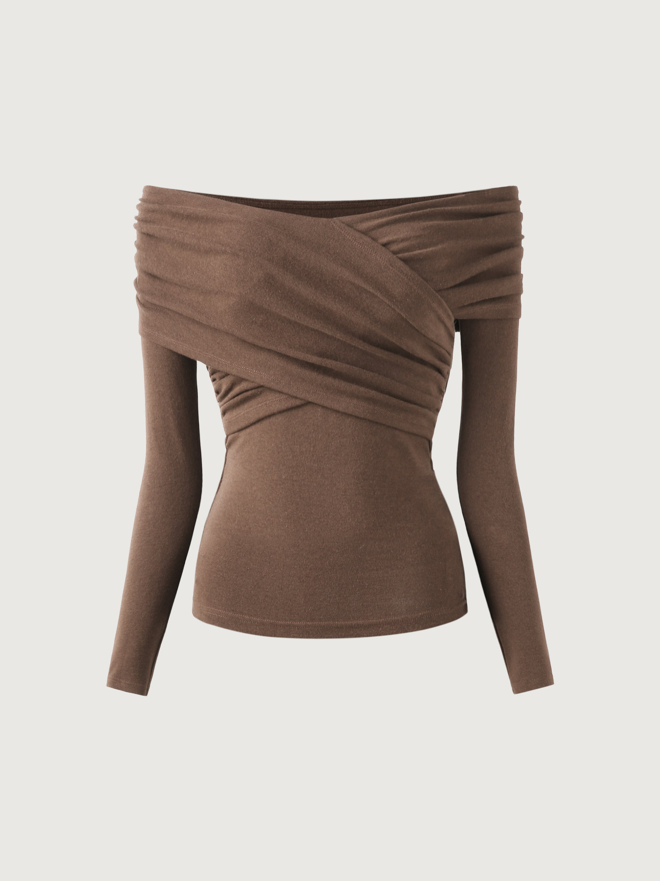 Surplice Cold Shoulder Brami Top - Mocha