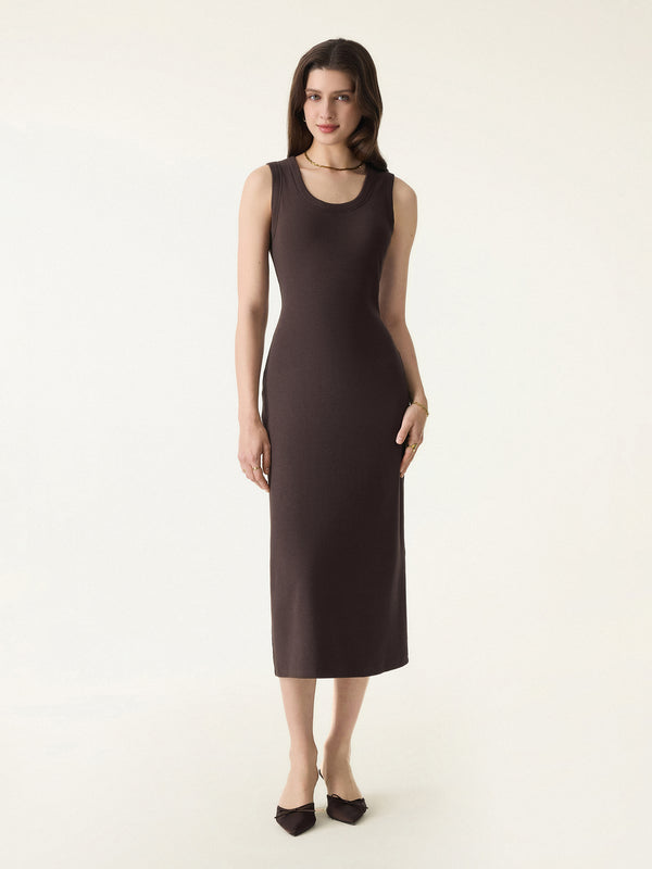 Cotton Viscose U-Neck Midi Brami Dress