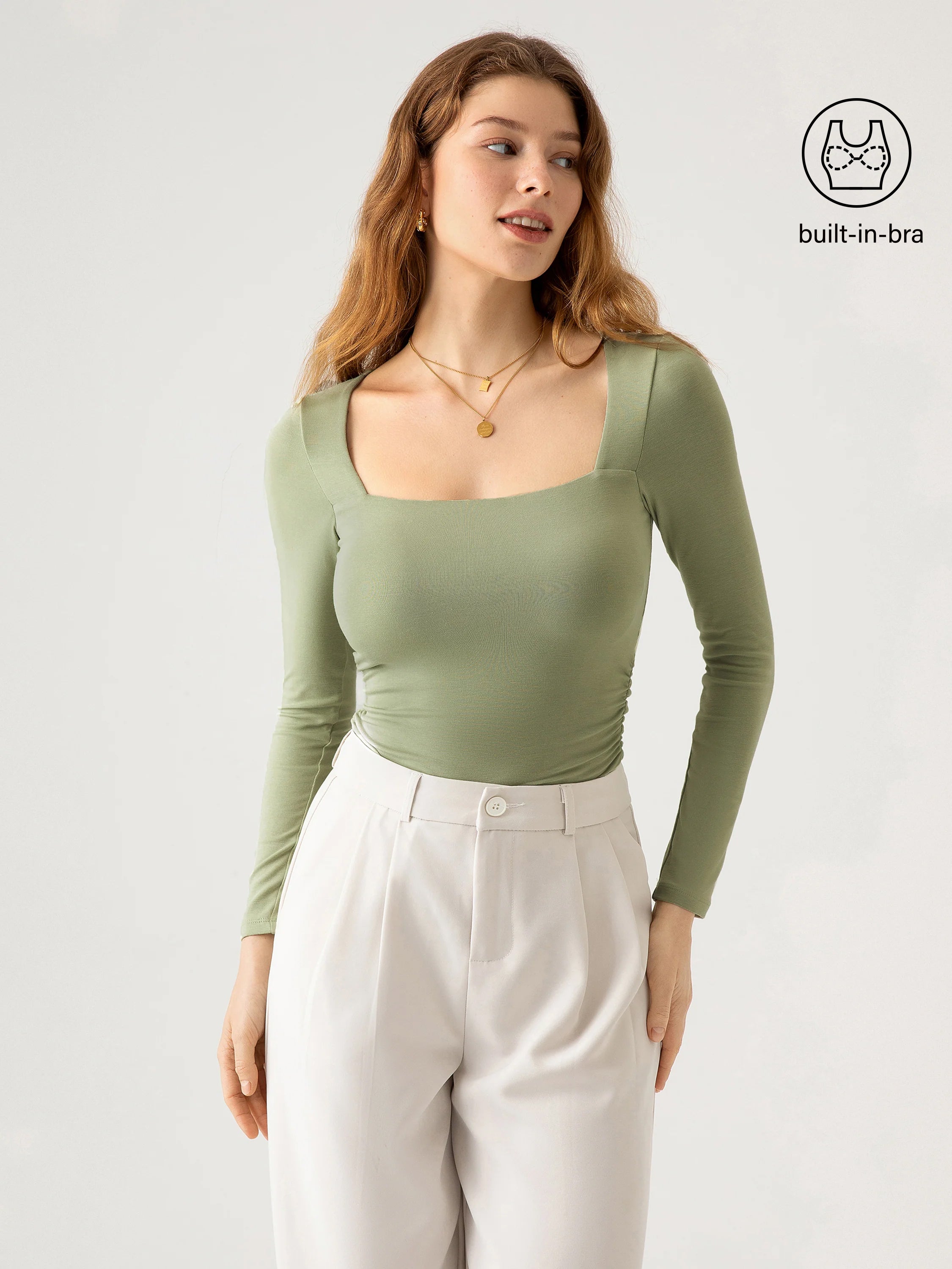 Ogl Eco-SkinKiss® Square Neck Ruched Brami Top