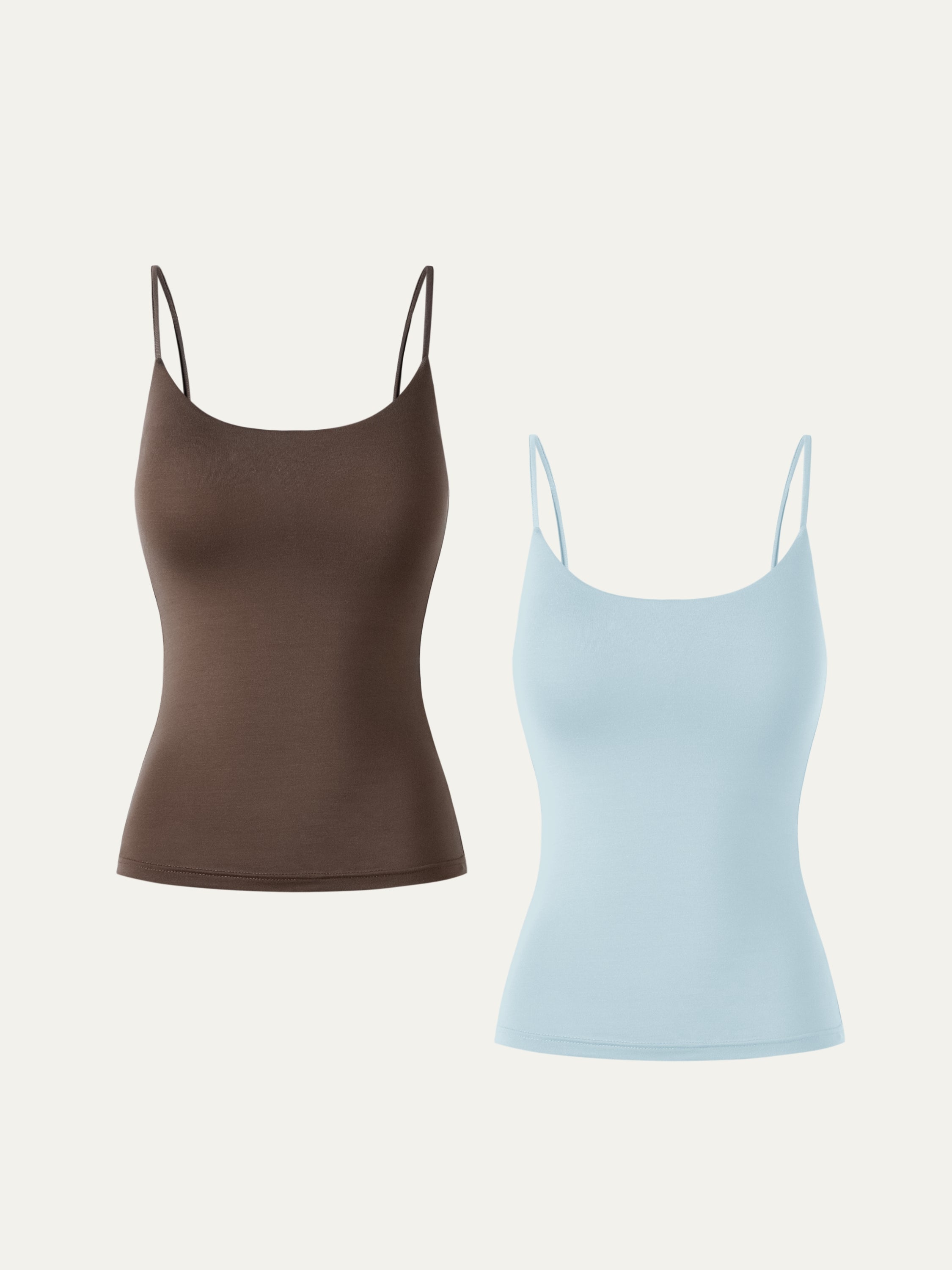 Lenzing Tencel Cami 2Pcs Set - Foam Blue/Chocolate Brown