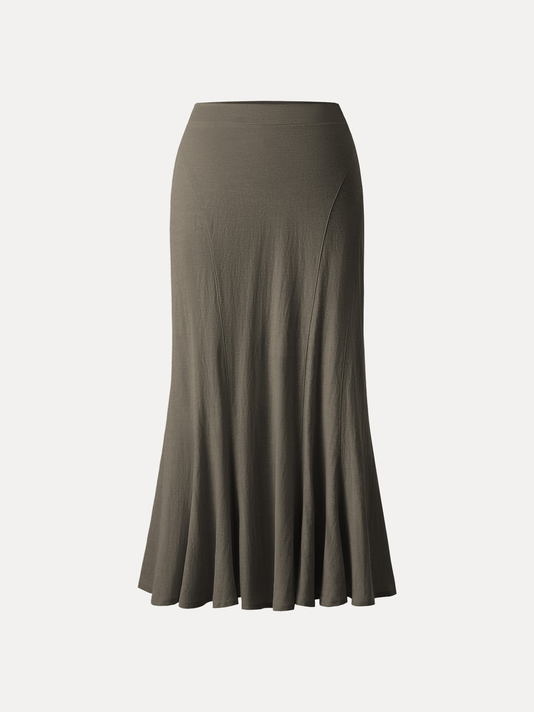 Wrinkle-resistant Cotton-linen Pull-on Midi Skirt Wenge XS