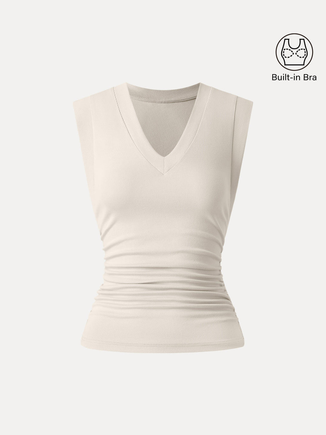Stretch Cotton V-neck Side Ruched Muscle Brami Top Brami Top Gardenia