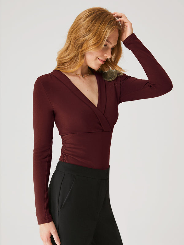 Eco-Mousse® Ruched Sides Surplice Top