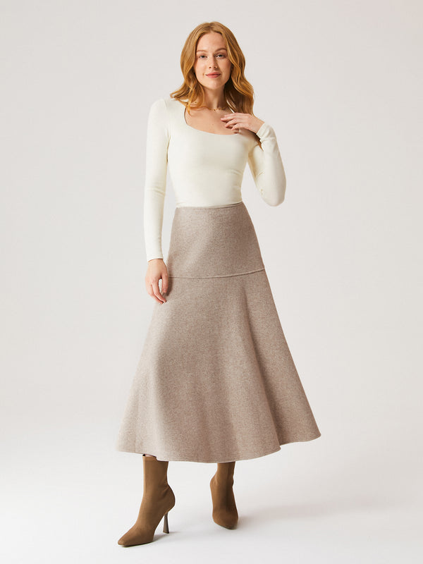 Cashmere-like Flared Maxi Skirt