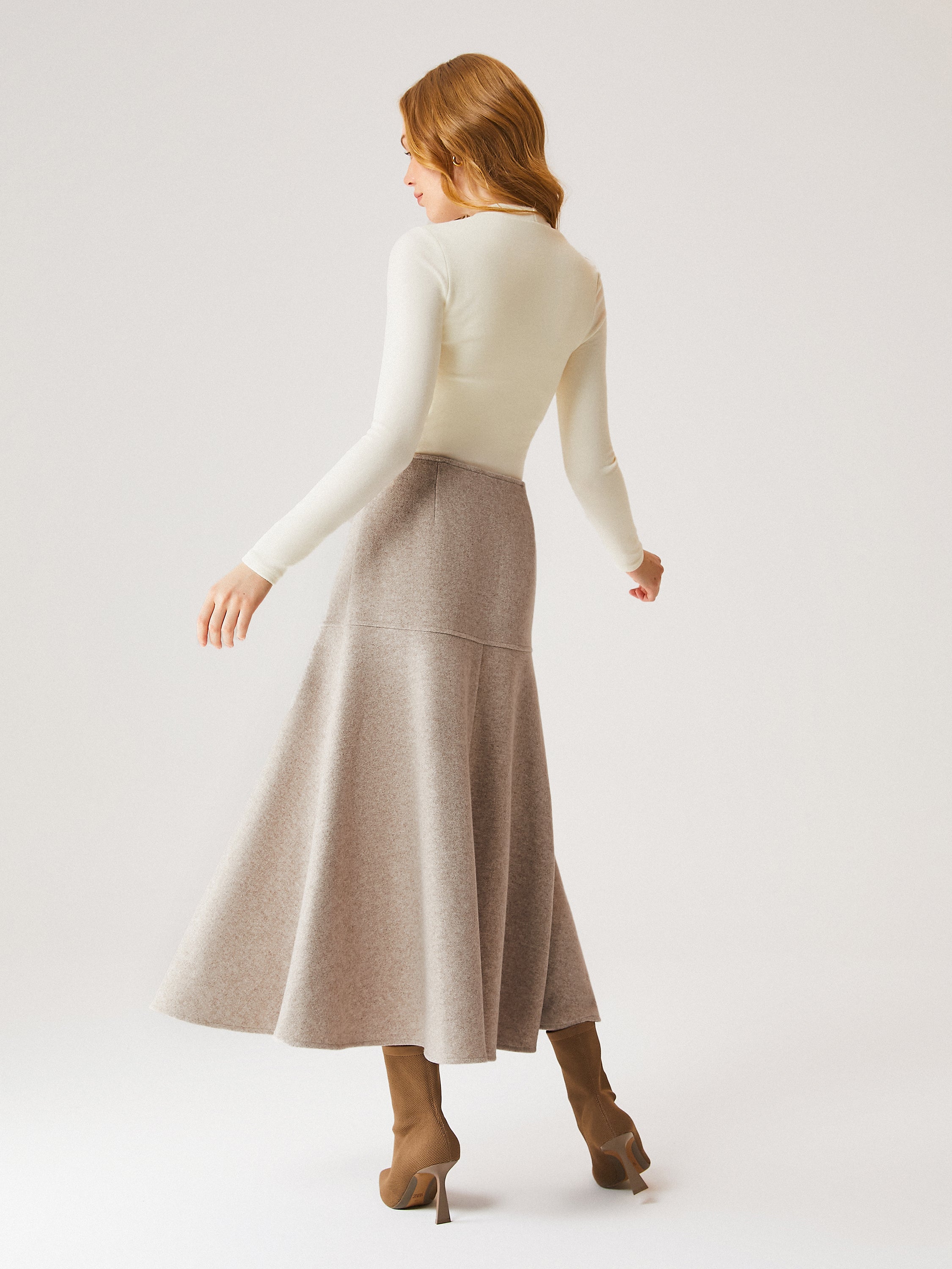 Ogl Wool-Like Flared Maxi Skirt