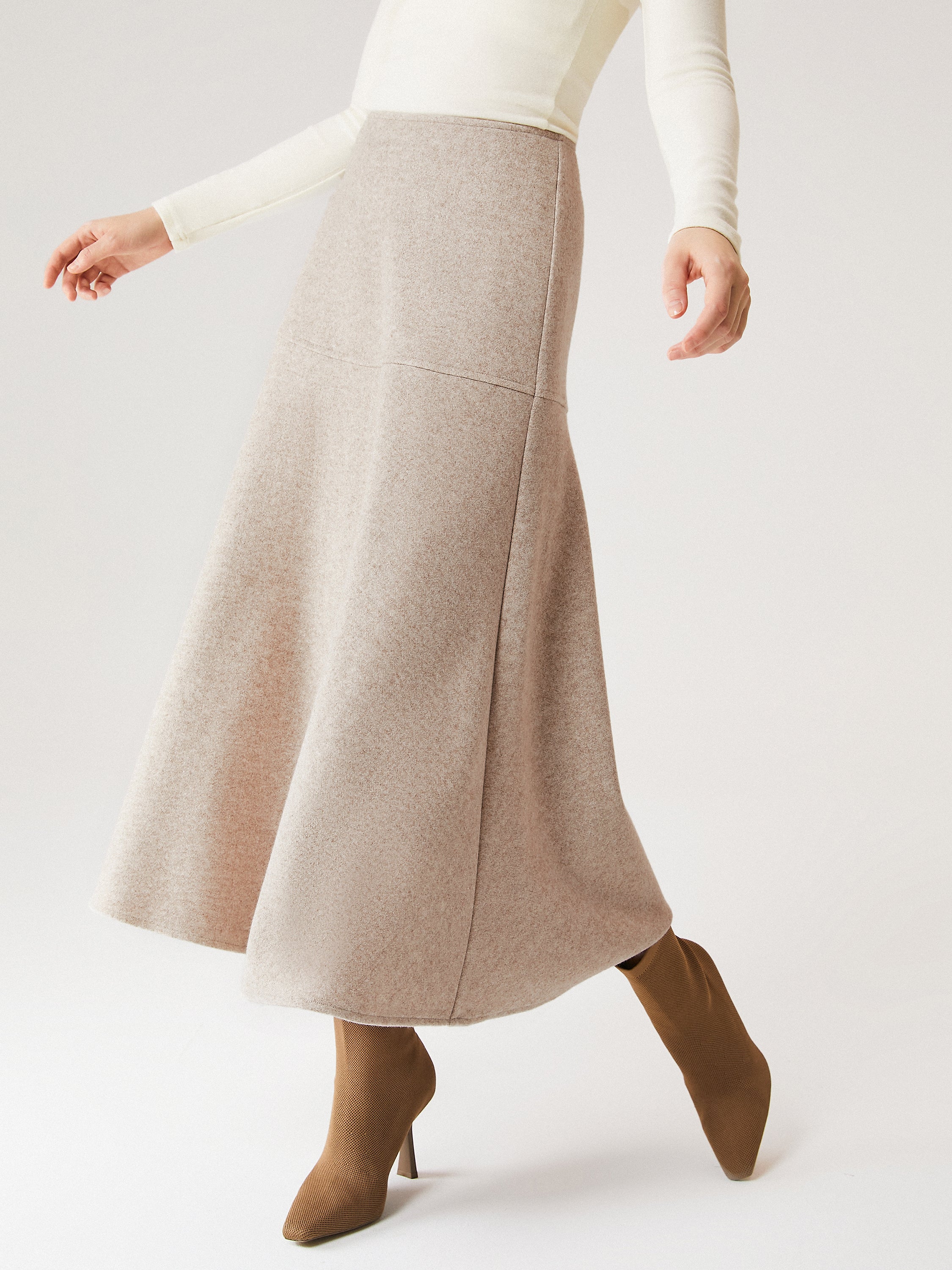 Ogl Wool-Like Flared Maxi Skirt