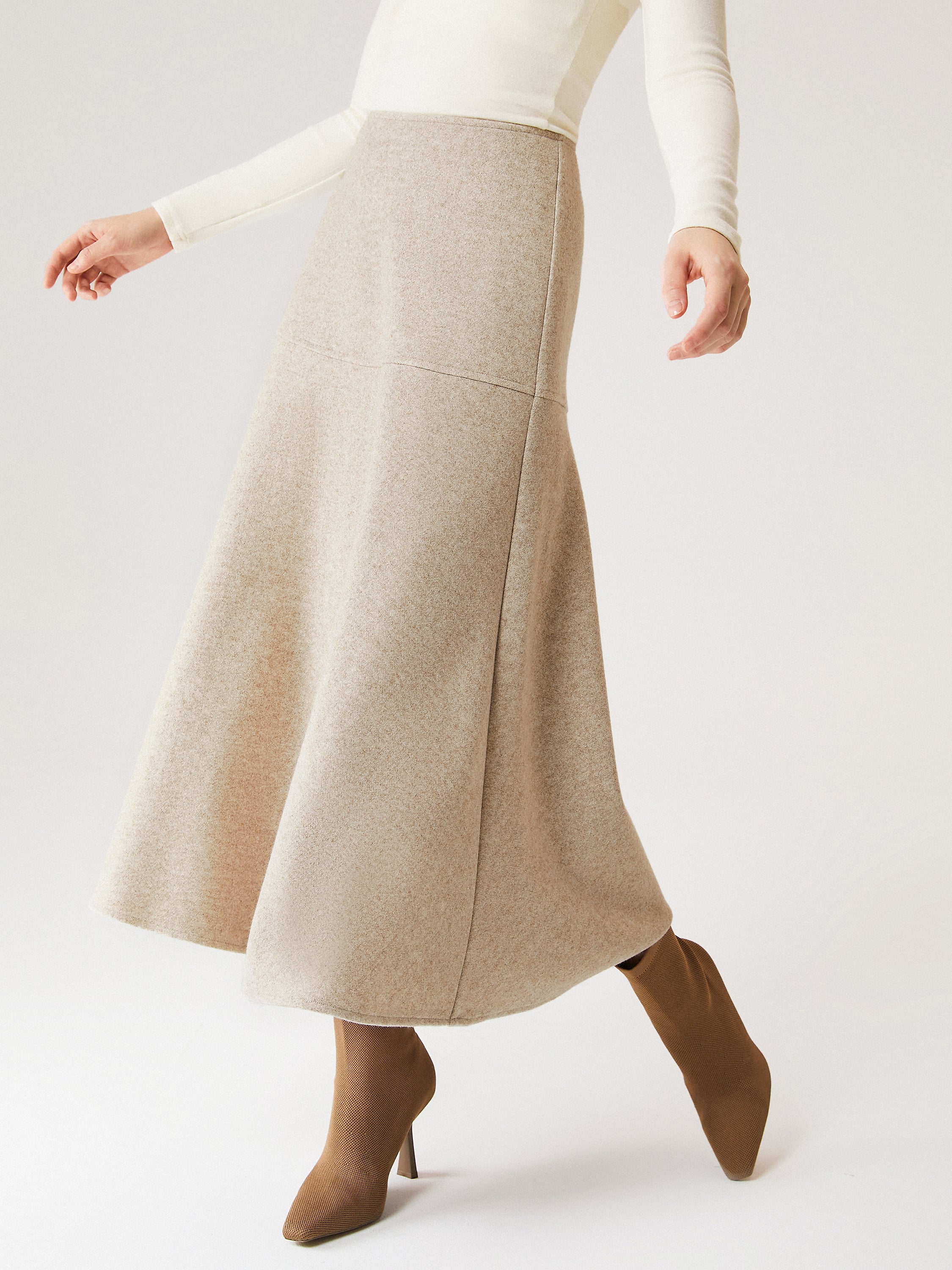 Wool-Like Flared Maxi Skirt – OGLmove