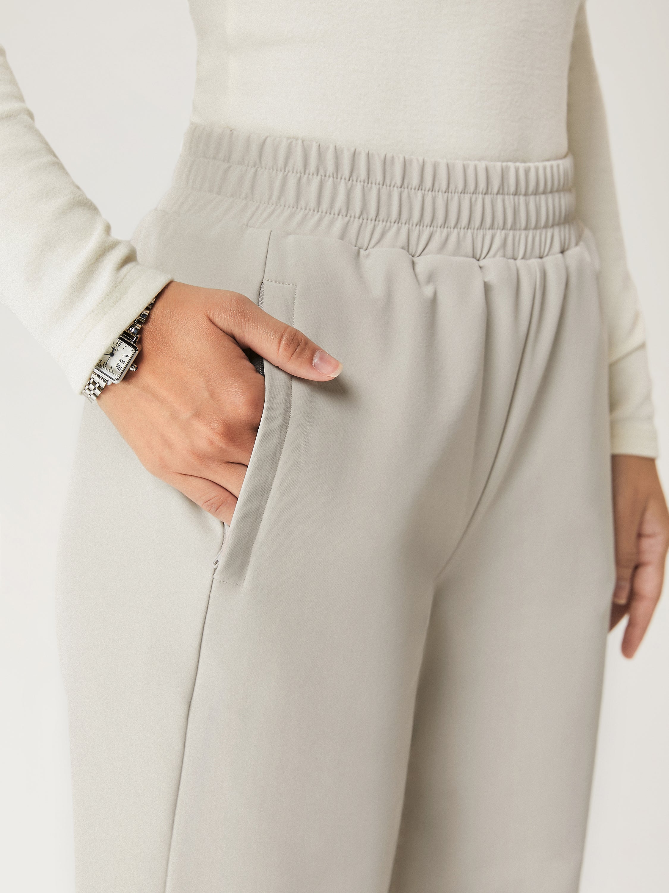 Water-Proof Fleece-Lined Elastic Waist Pant - Ash