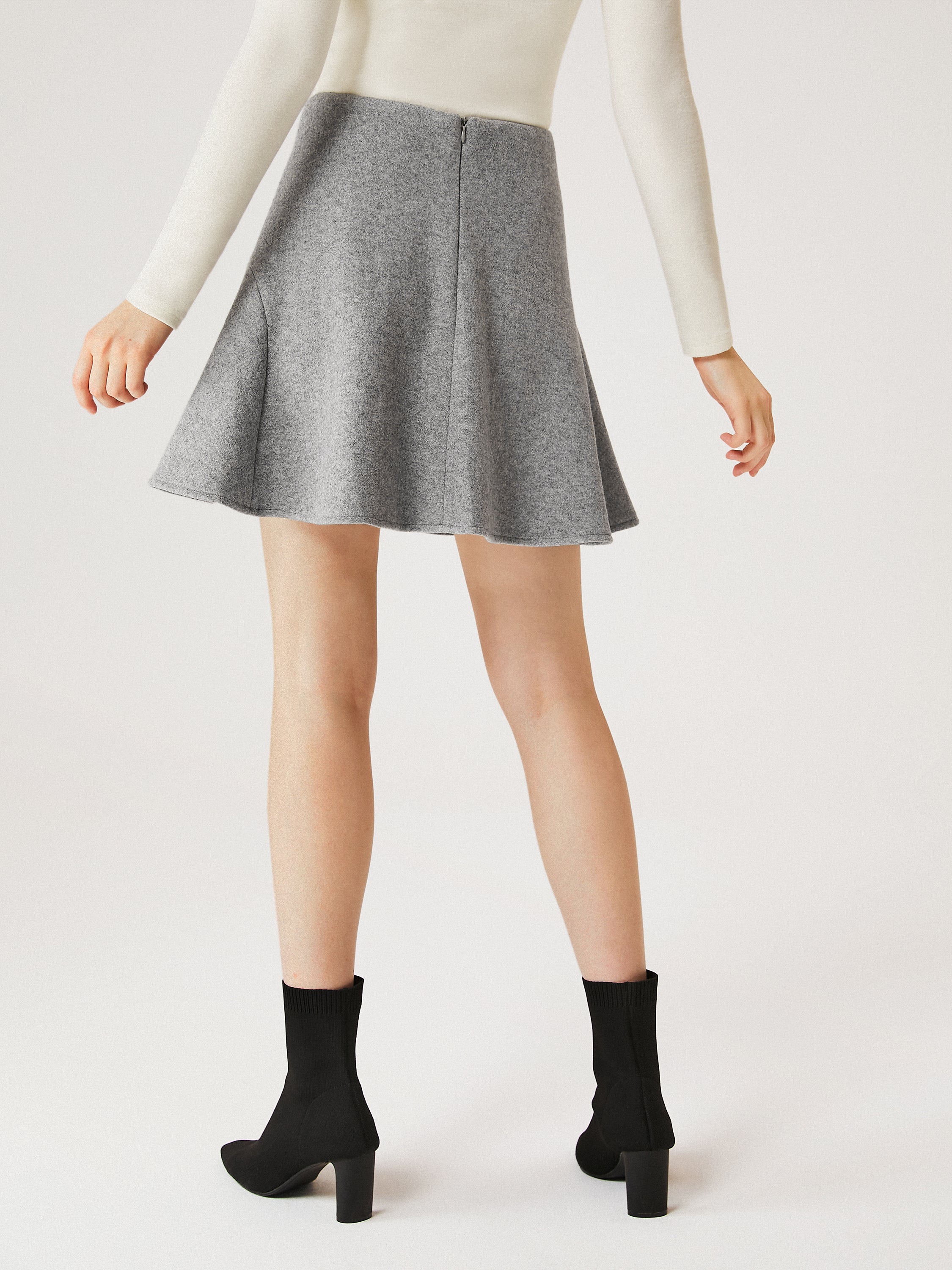 Ogl Wool-like Flare Mini Skirt