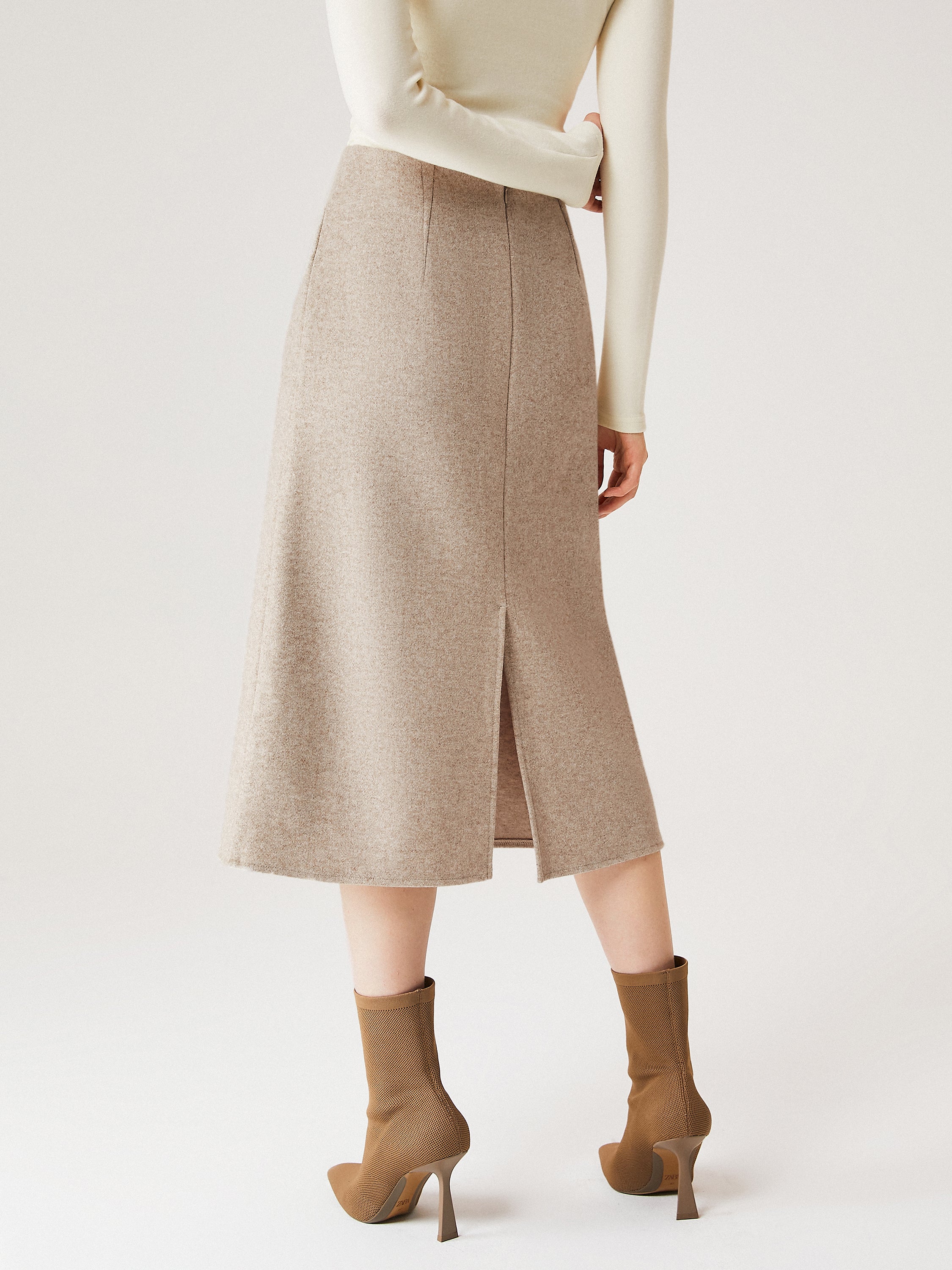 Ogl Wool-Like A-Line Midi Skirt