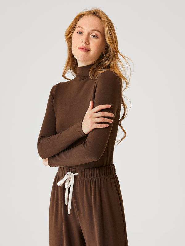 Eco-Mousse® 3.0 Hip-Length Mockneck Top-Brushed Inside