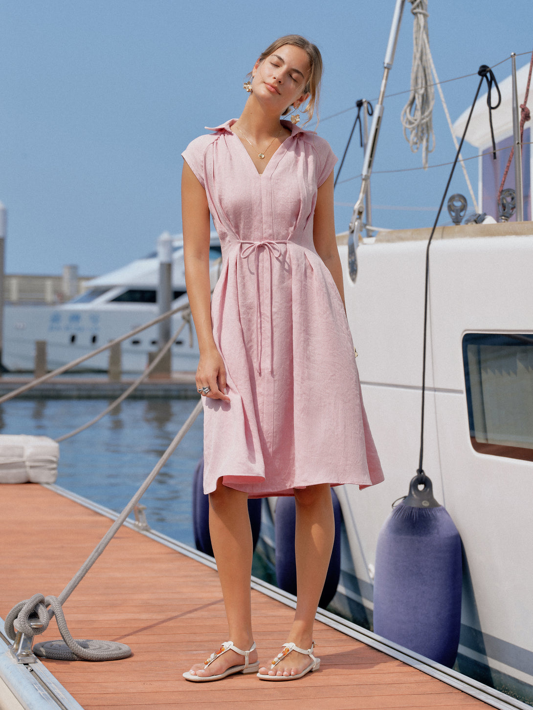 cotton and linen v neck midi dress Cotton and Linen V-Neck Midi Dress, Linen Dresses for Women (Gray,S) at  Amazon Women's Clothing store