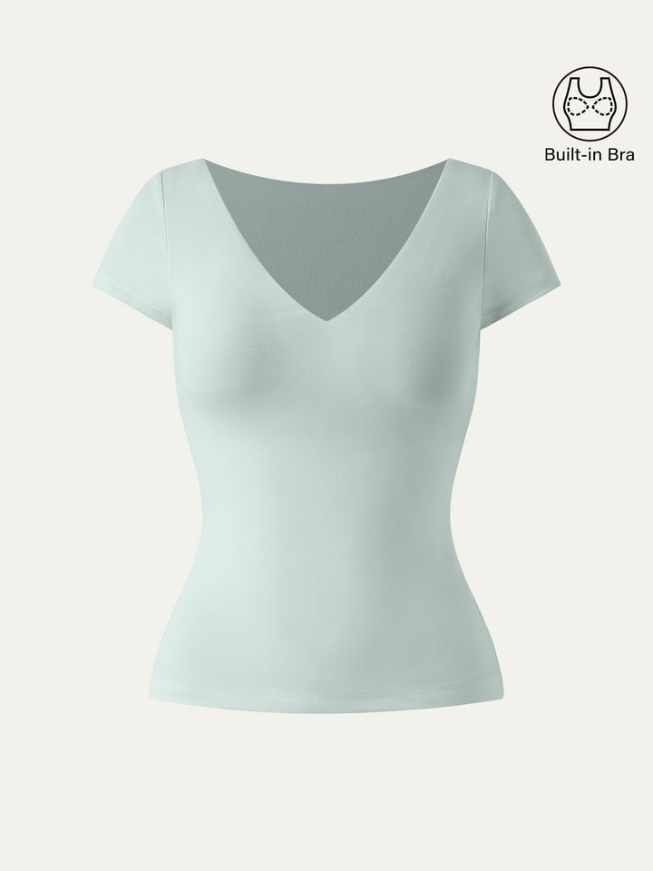 V-neck Short Sleeve New Airy Brami Light Azure XS