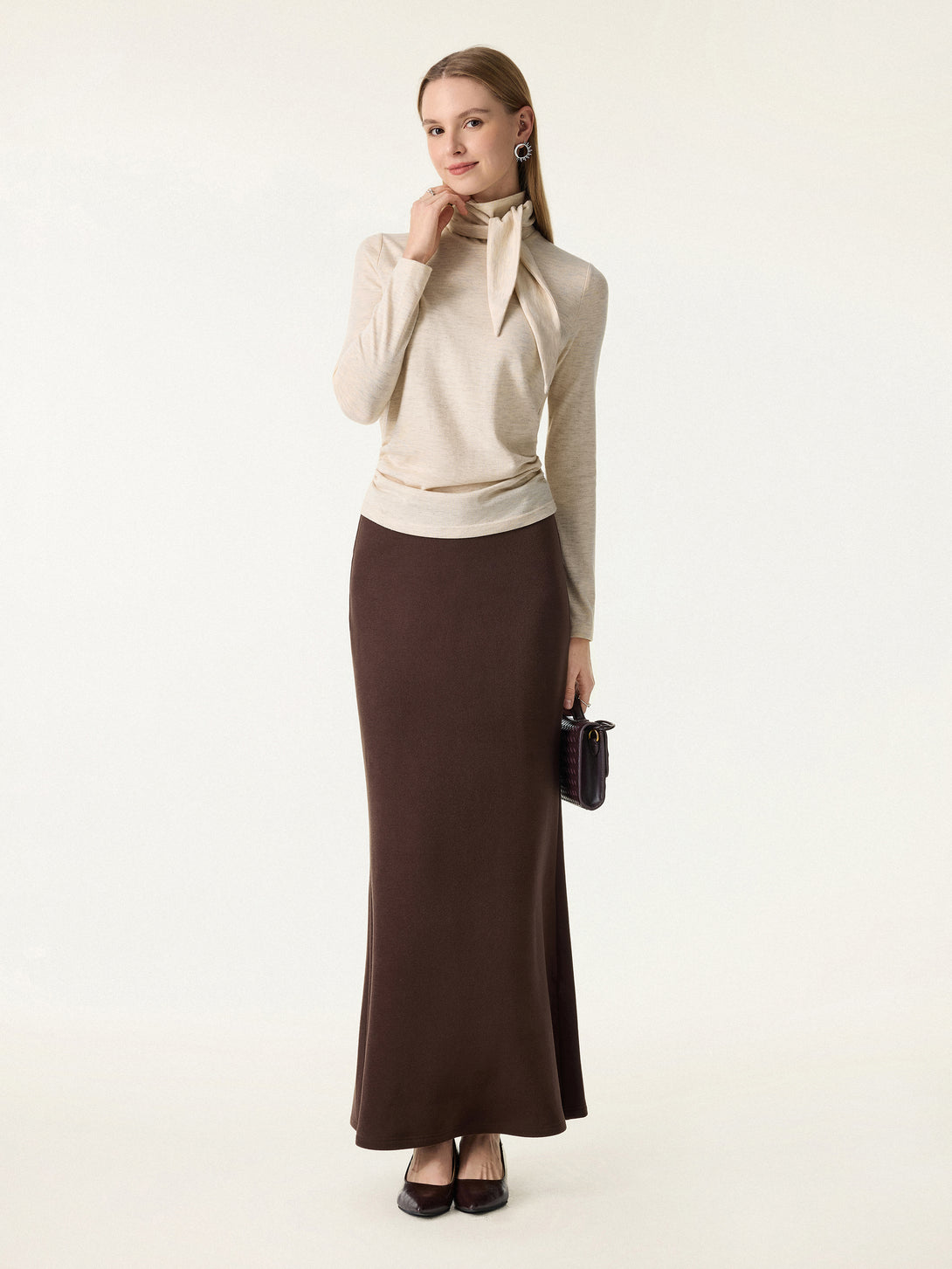 Ruched Long Sleeve Brami with Scarf