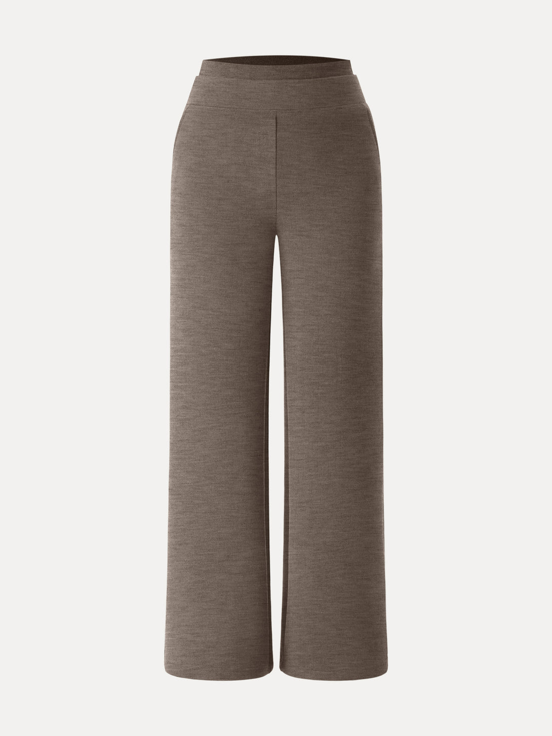 Double Waistband Straight Leg Pants with Pockets Regular Heather Milk Chocolate