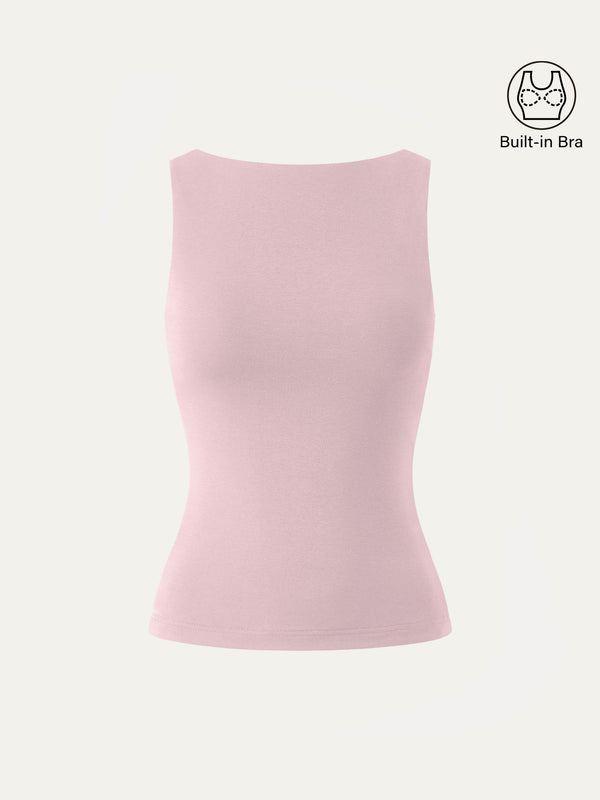 OGLmove Stretch Cotton Boatneck Bra Tank Light Pink XS