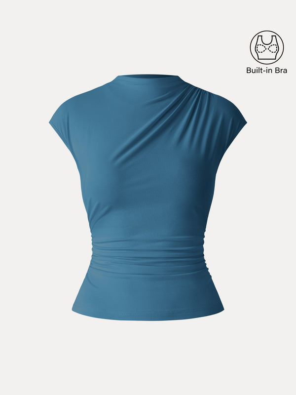 SkinKiss Mockneck Ruched Cropped Brami Dark Marine XS