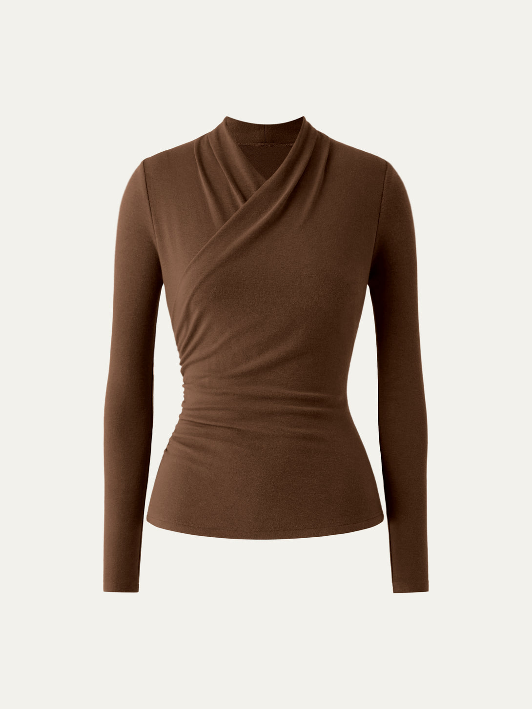 Surplice Long Sleeve Top Sweet Hazelnut XS