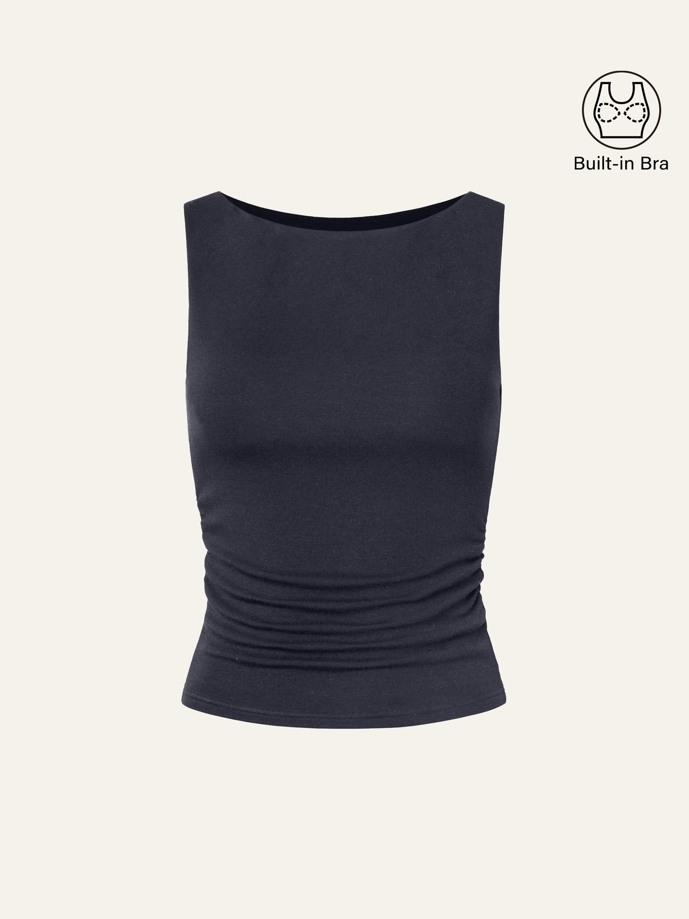 Built In Bra Ruched Boatneck Top – OGLmove