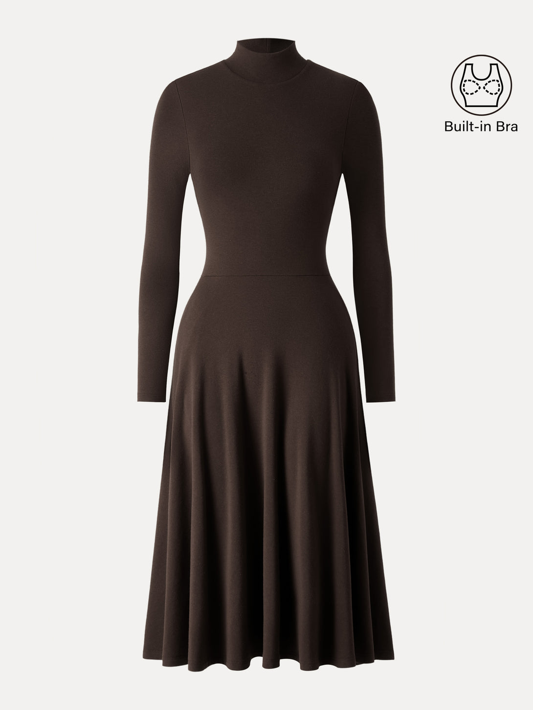 ProWarm Mockneck Midi Brami Dress with Pockets Espresso Shut XS