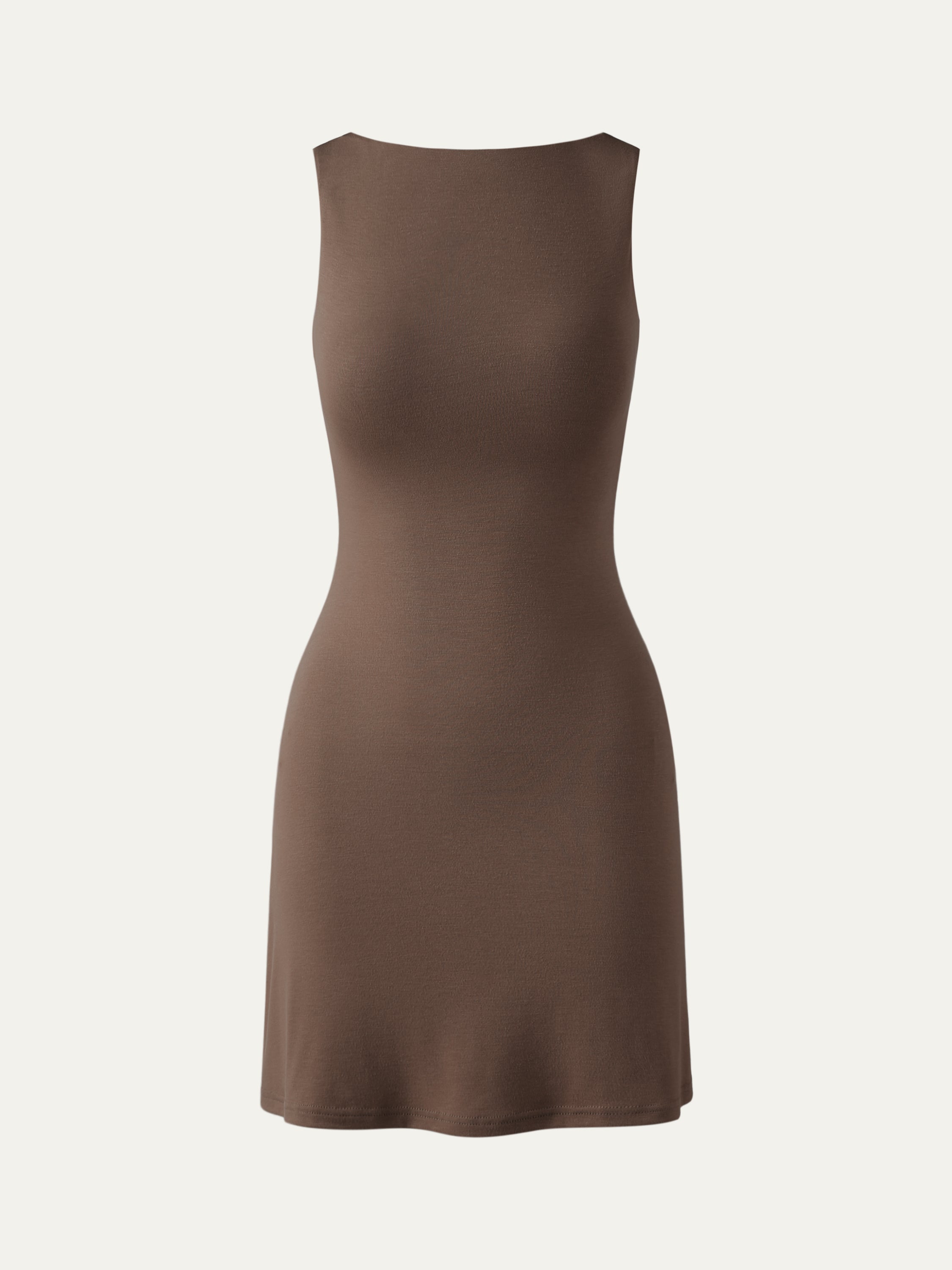 Eco-SkinKiss® Open Back Brami Mini Dress - Oatmeal