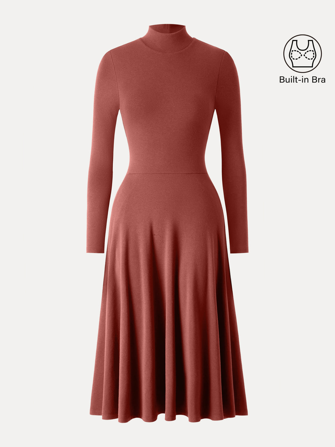 ProWarm Mockneck Midi Brami Dress with Pockets Georgia Clay XS
