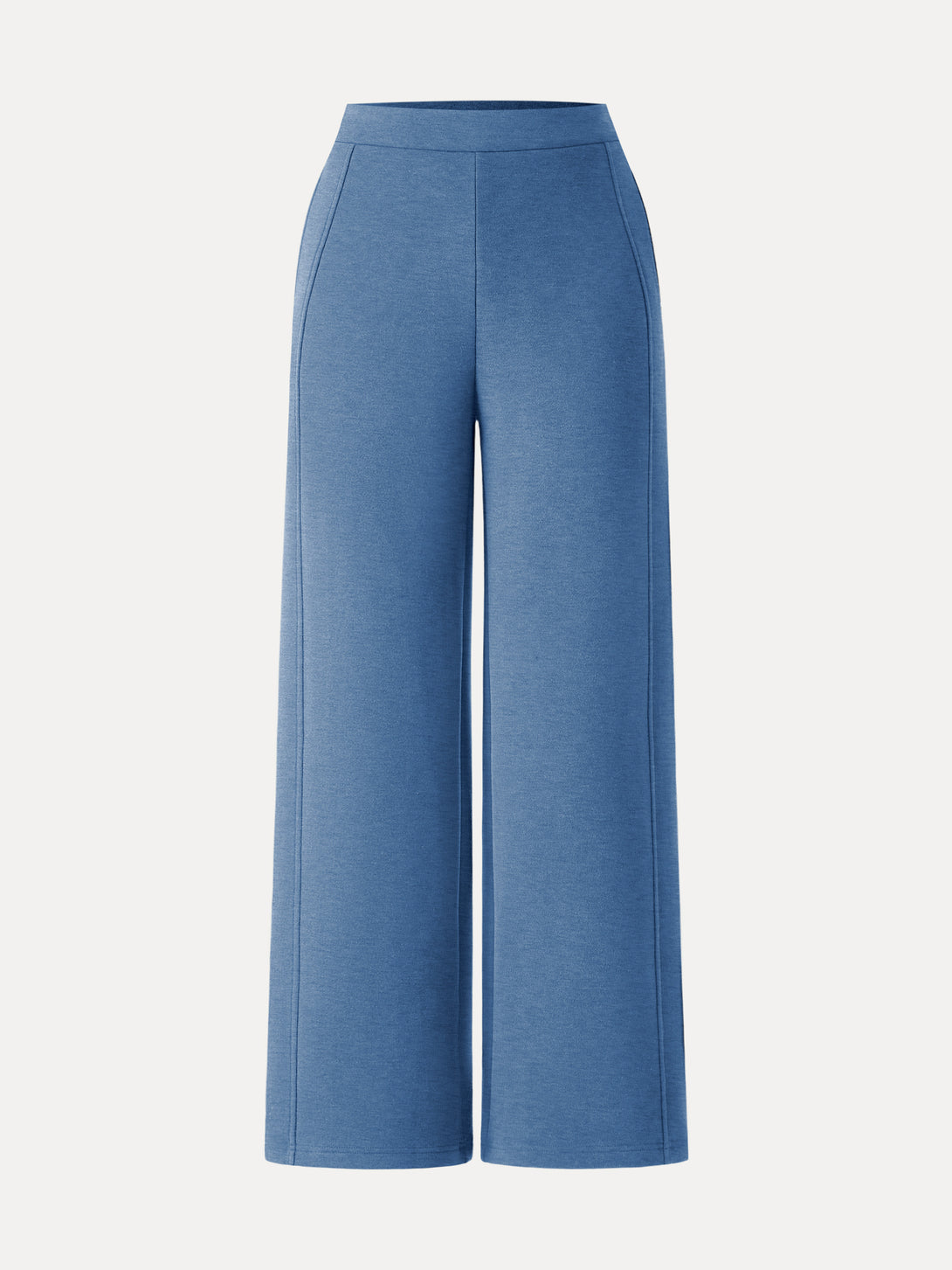 FuzzLuxe Mid Rise Wide Leg Pull-on Pants with Pockets Regular Heather Rock Blue