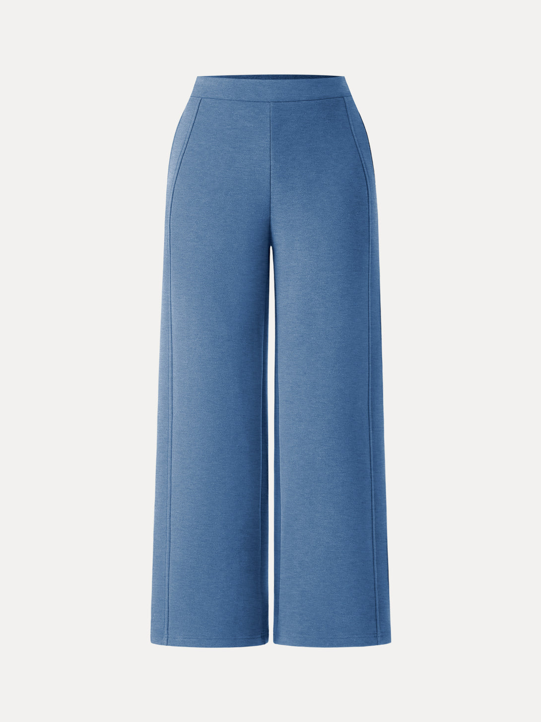 FuzzLuxe Mid Rise Wide Leg Pull-on Pants with Pockets Petite Heather Rock Blue