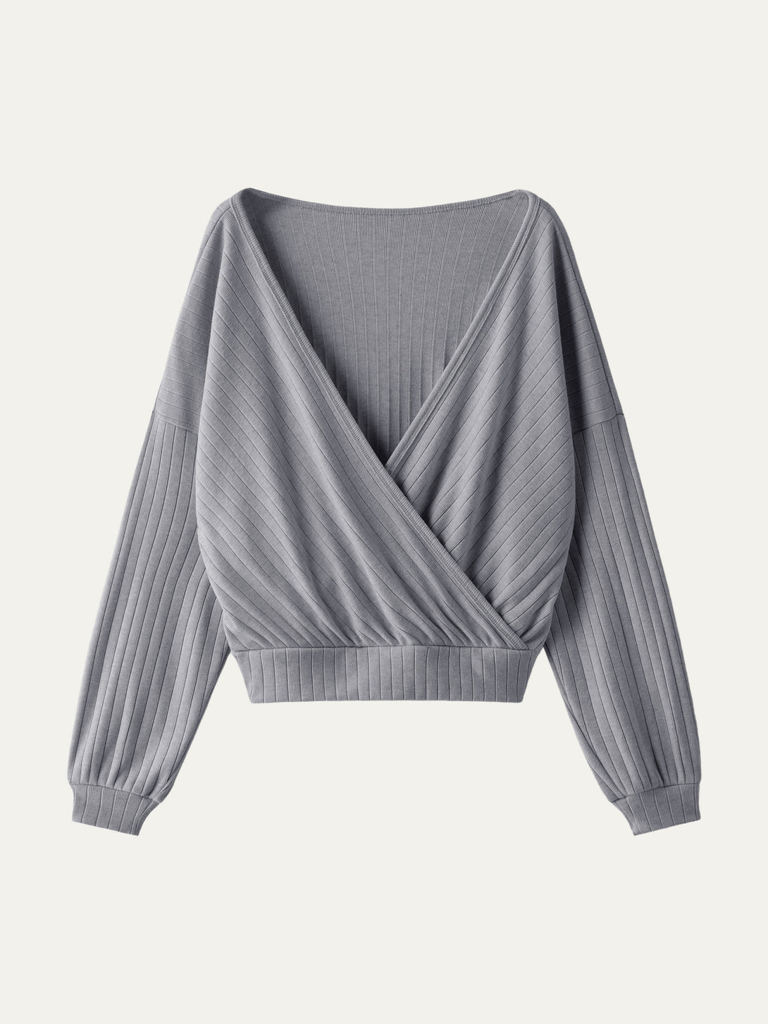 Wide Rib Surplice Top Heather Grey XS