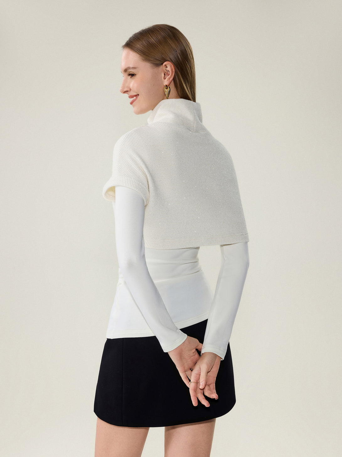 Shimmering Turtleneck Cap with Boatneck Brami