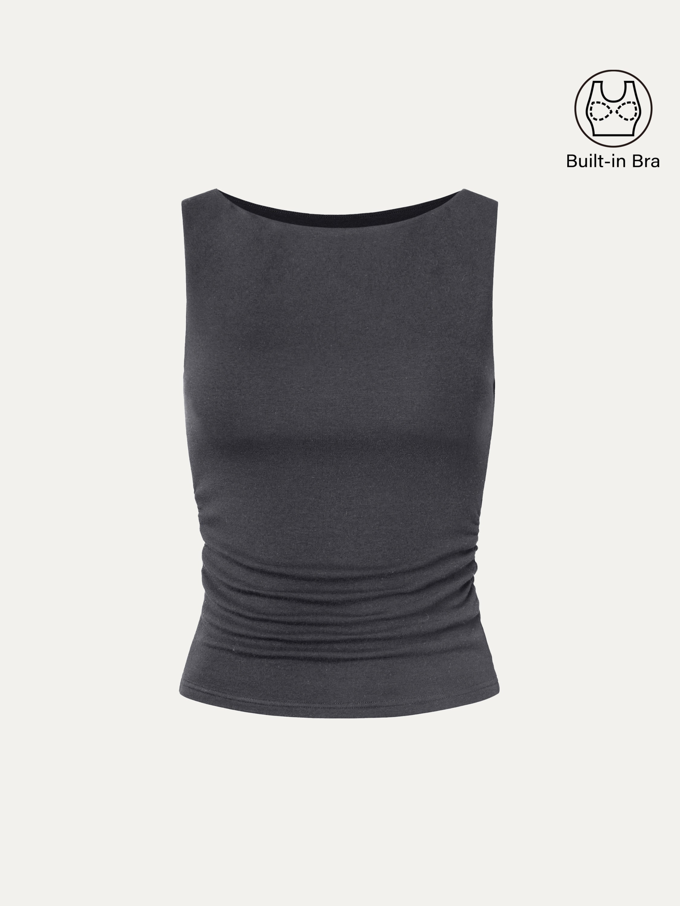 Built In Bra Ruched Boatneck Top – OGLmove