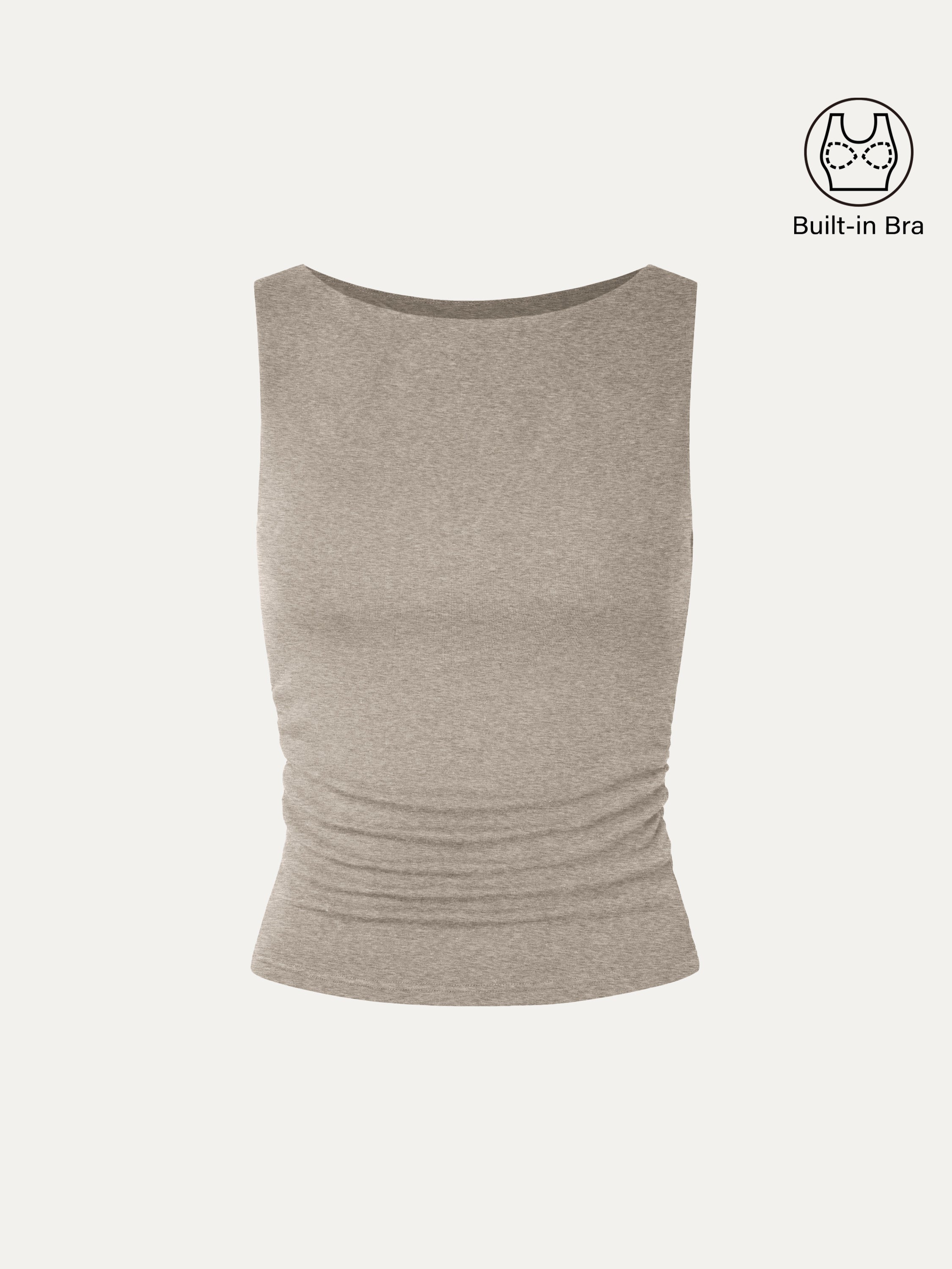 Built In Bra Ruched Boatneck Top – OGLmove