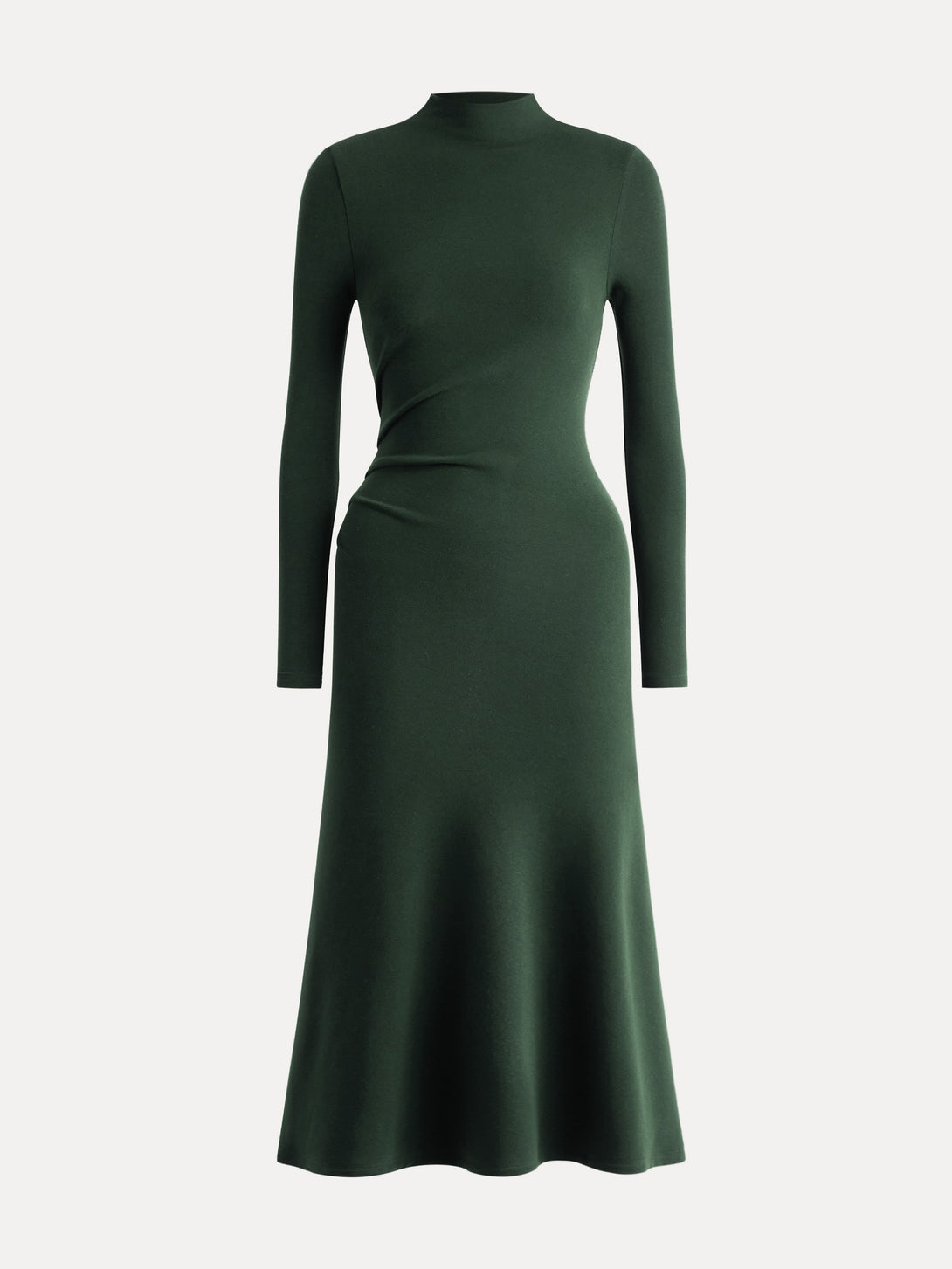 ProWarm Long Sleeves Mockneck Tucks Midi Dress