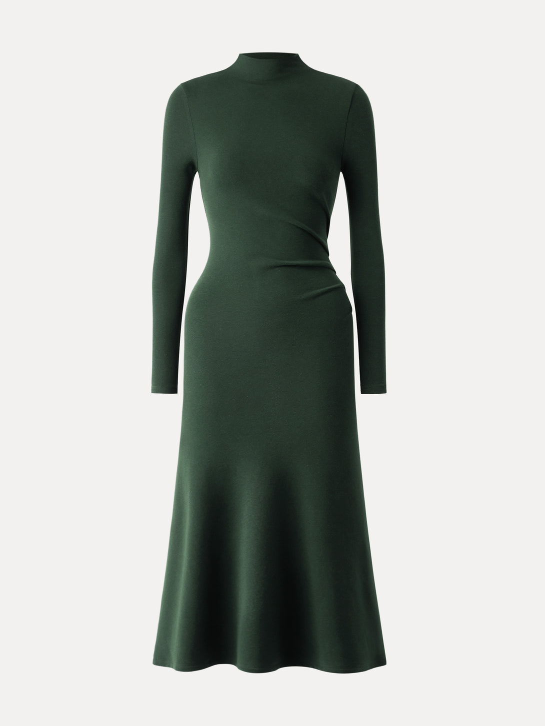 ProWarm Long Sleeves Mockneck Tucks Midi Dress