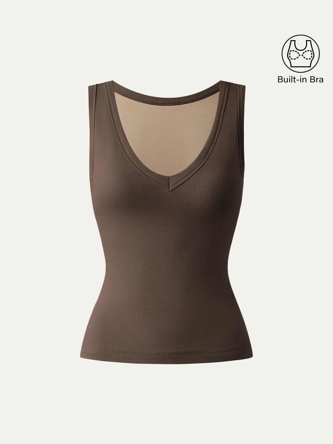 Stretchy V-neck Cotton New Airy Brami Tank Cedar Brown XS