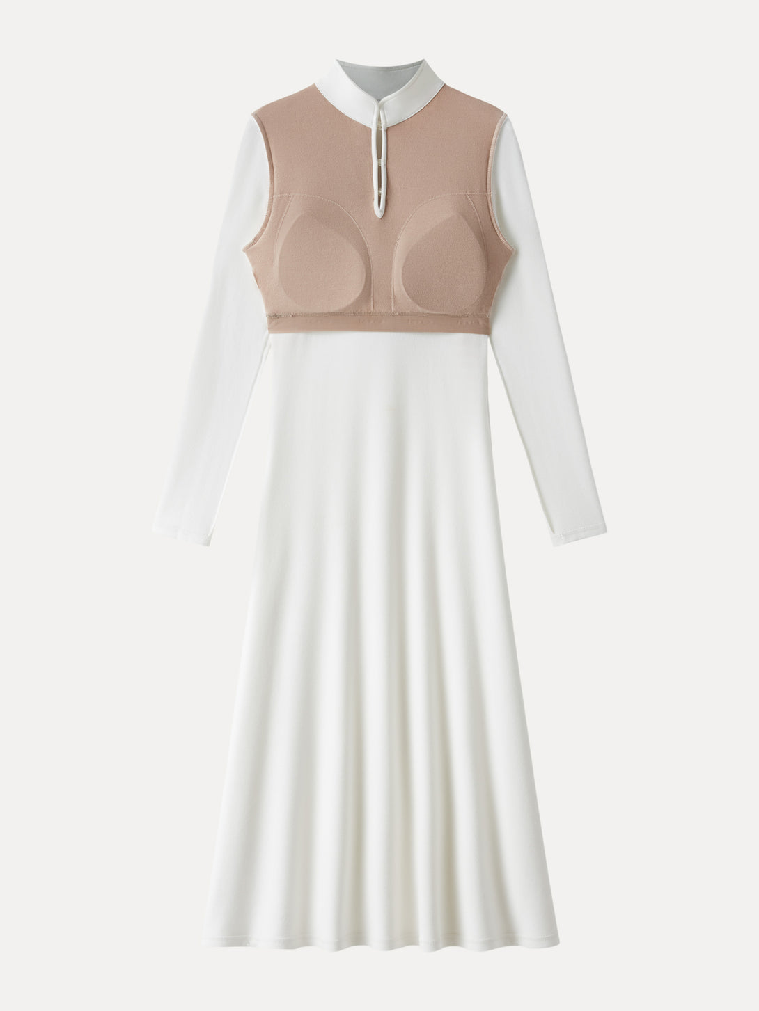 Mandarin Collar Frog Button Midi Brami Dress