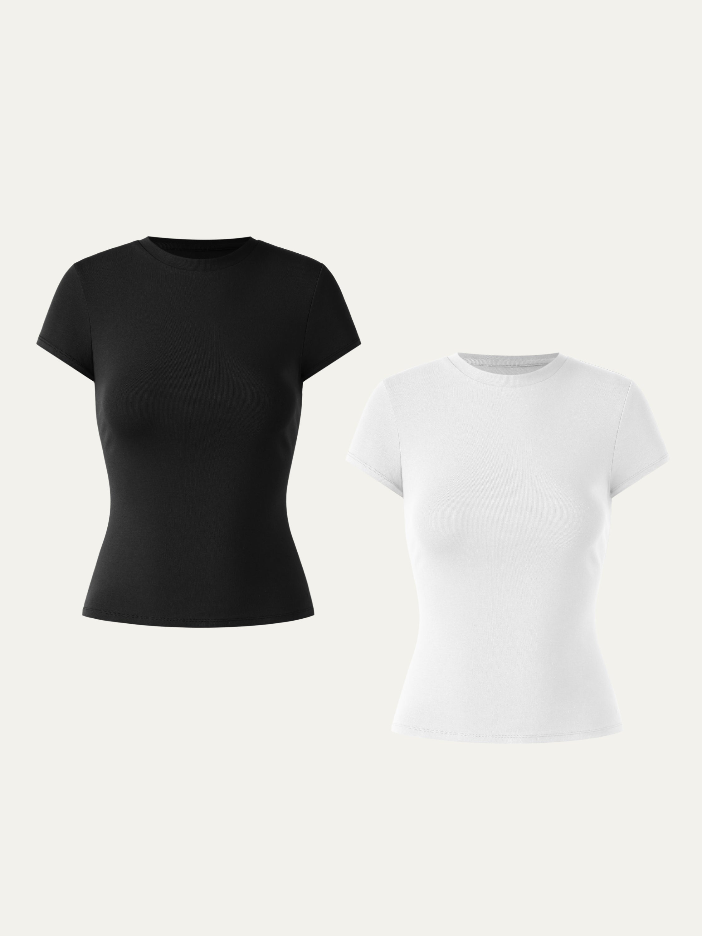 Fresh Cotton Cinch-the-Waist Tee 2Pcs Set - White/Burn Foam