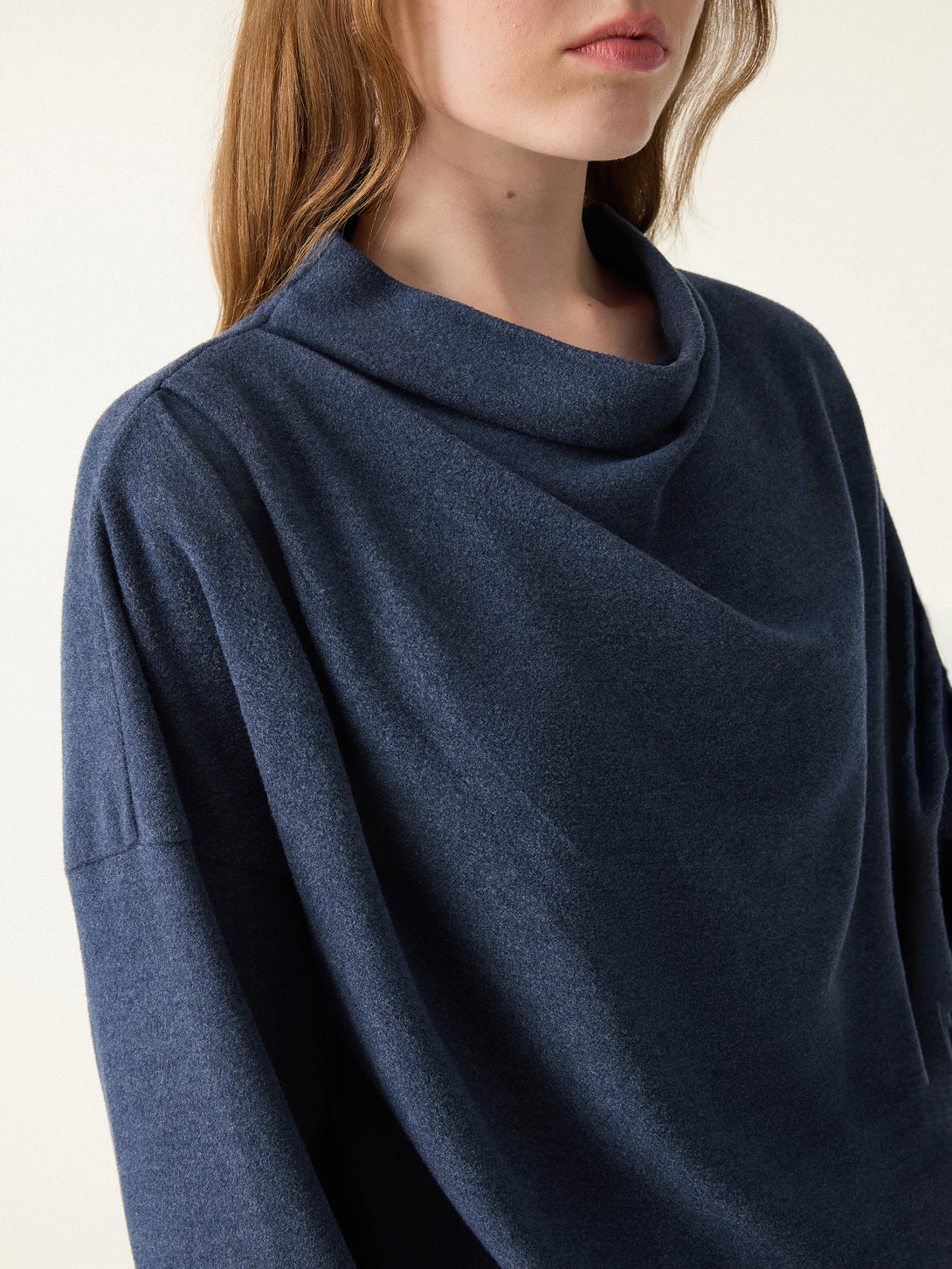 Cozy Relaxed Mockneck Top with Banded Hem