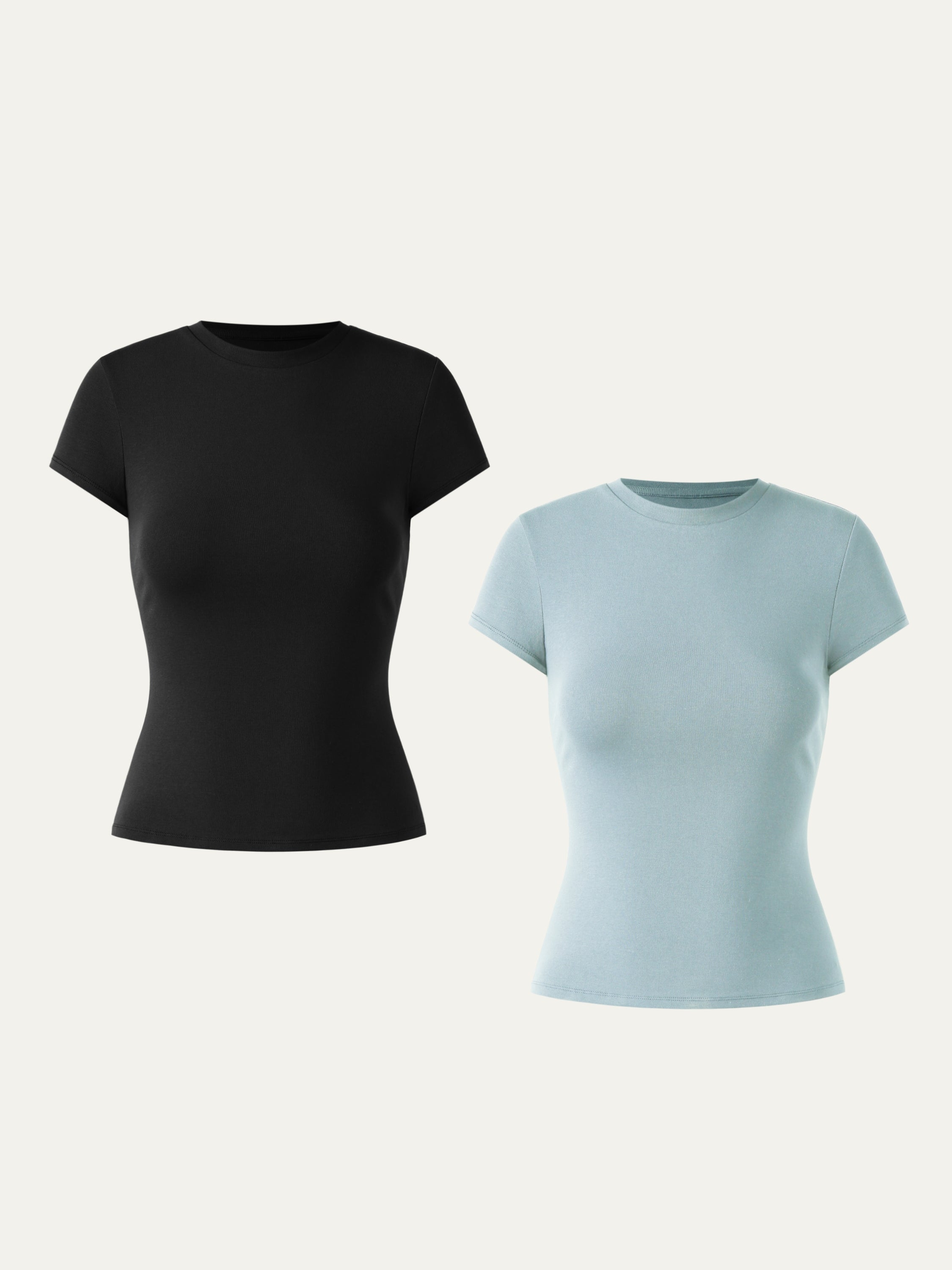 Fresh Cotton Cinch-the-Waist Tee 2Pcs Set - Black/Burn Foam