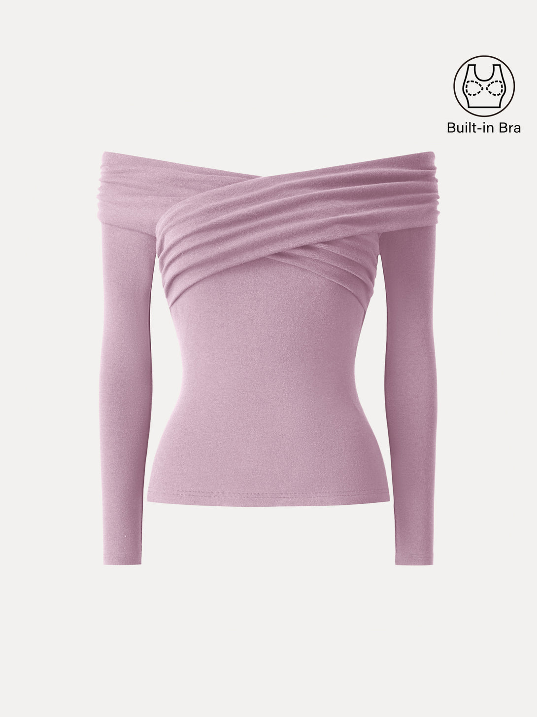 Light Warm Criss Cross Off-Shoulder Brami Top Opera Mauve XS