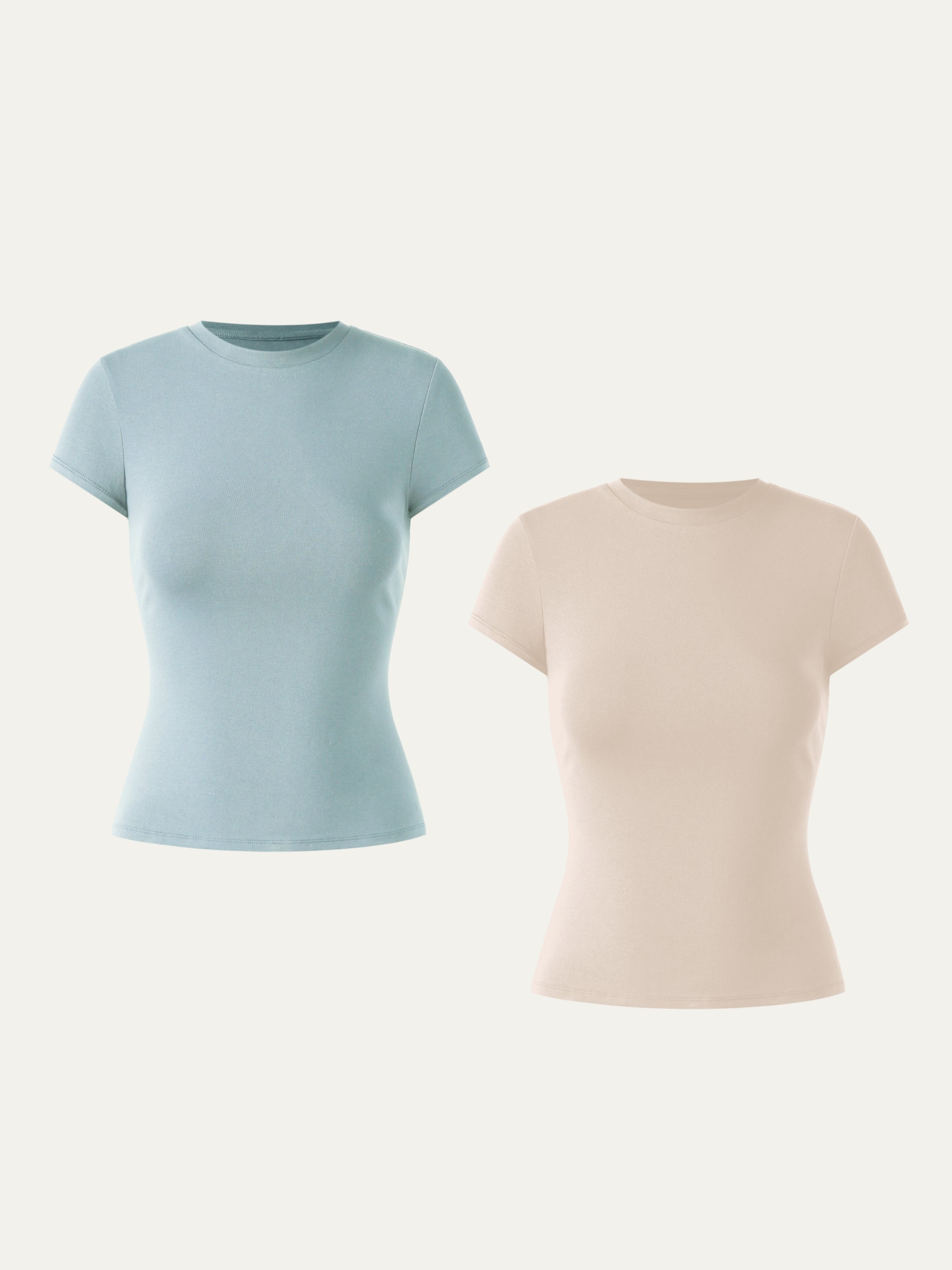 Fresh Cotton Cinch-the-Waist Tee 2Pcs Set - Burn Foam/Gardenia