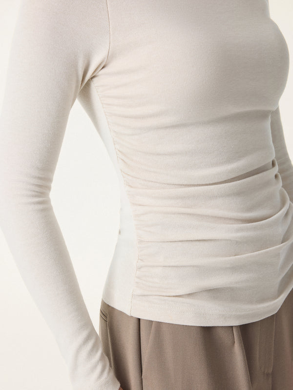 Light Warm Boatneck Ruched Brami Top